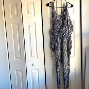 Black & White Draped Pant Jumpsuit.